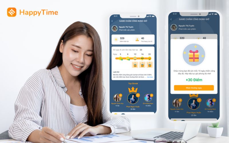HappyTime cung cấp những tính năng giúp nhân viên được khuyến khích, công nhận đúng lúc