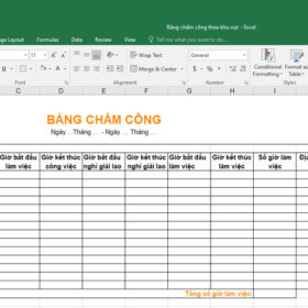 Bảng chấm công cá nhân theo khu vực làm việc