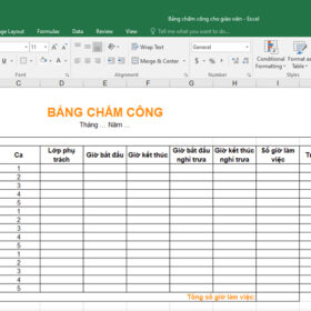 Bảng chấm công cá nhân cho giáo viên