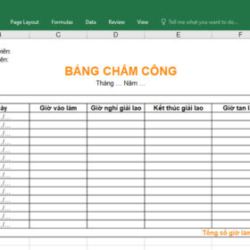 Bảng chấm công có giờ nghỉ