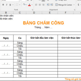 Bảng chấm công sáng chiều tối
