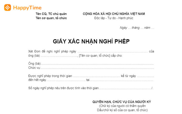 [Download] 5 mẫu giấy xác nhận nghỉ phép cho nhà quản trị | Blog HappyTime