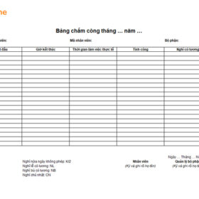Bố cục bảng chấm công tháng
