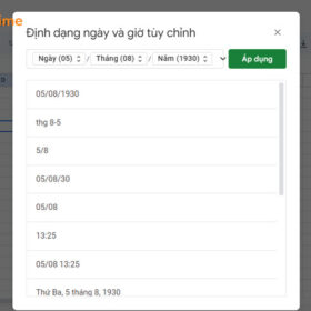 Định dạng ngày tháng năm trên Google Sheet