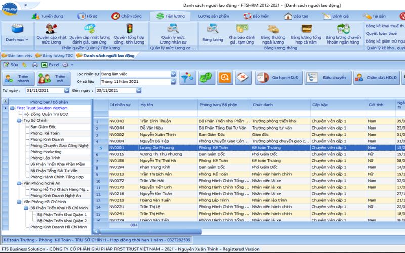 Phần mềm quản lý tiền lương FTSHRM