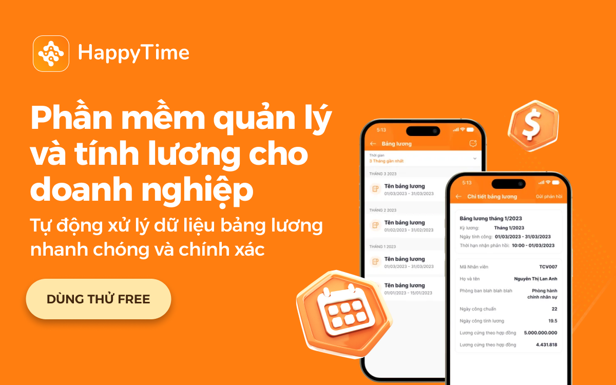 HappyTime là phần mềm nhân sự hỗ trợ doanh nghiêp tính lương chính xác