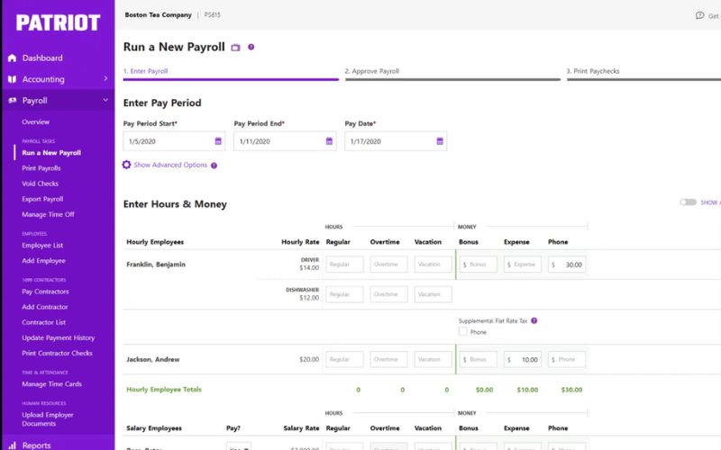 Phần mềm tính lương Patriot Payroll