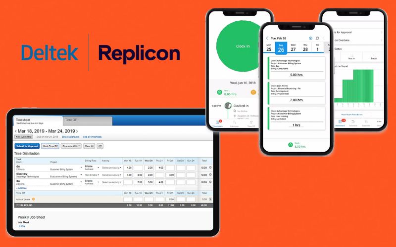 Replicon là phần mềm với đa dạng hình thức chấm công online