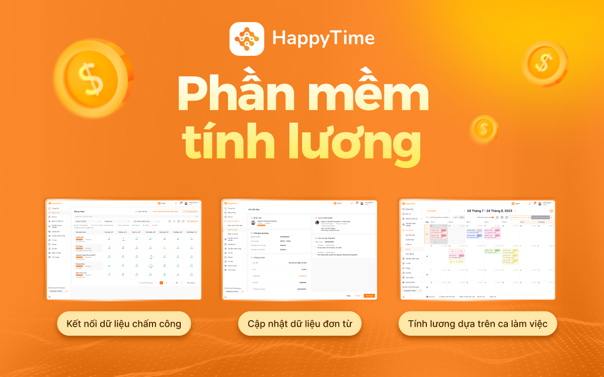 Phần mềm quản trị HappyTime cung cấp tính năng tự động tính lương hữu dụng