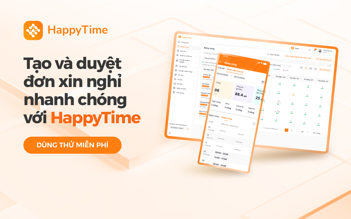 Tạo và duyệt đơn xin nghỉ nhanh chóng với HappyTime